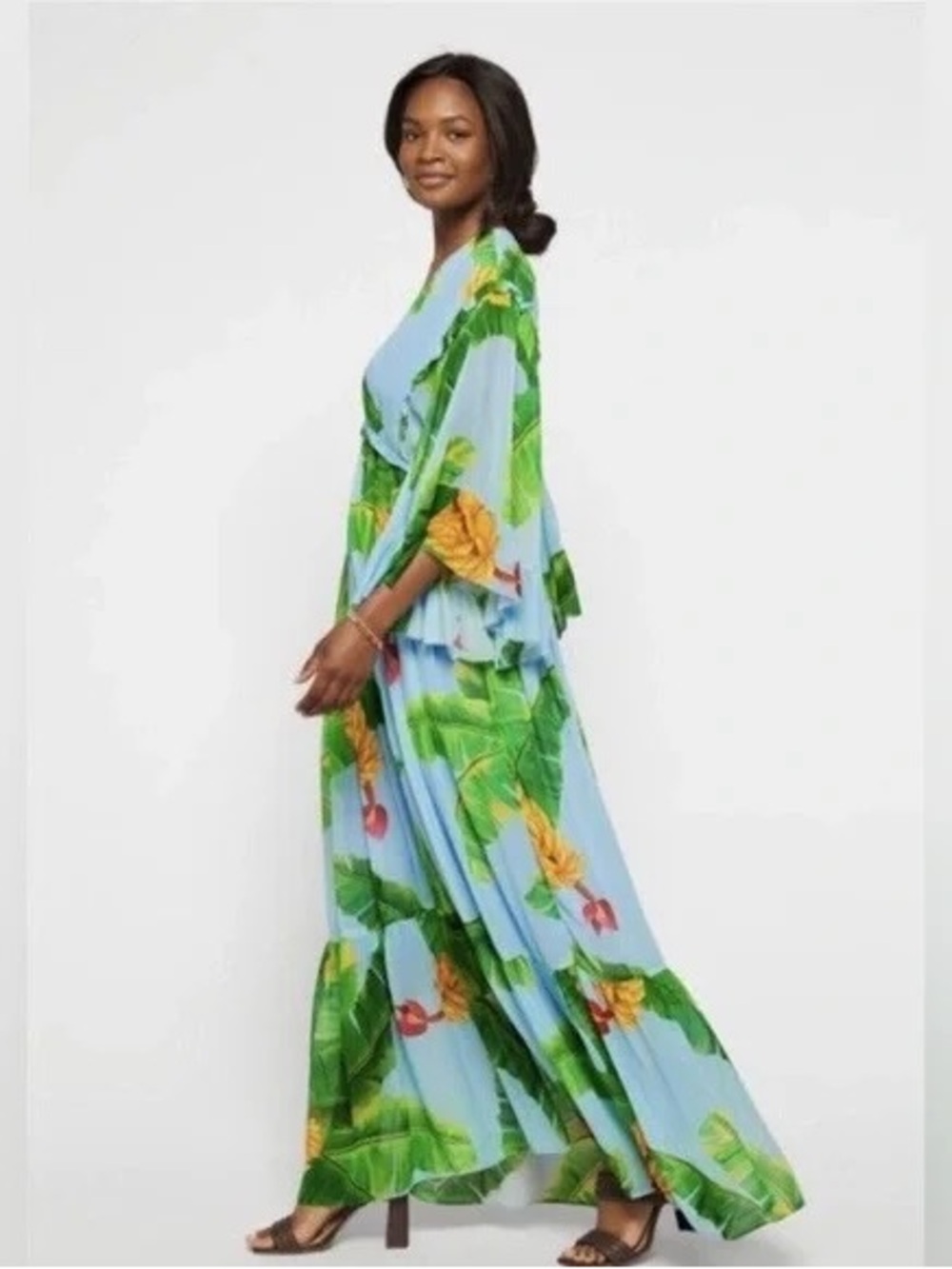 🍌🌿 FARM Rio size XL Fresh Bananas Butterfly Sleeve Maxi Dress 🌿🍌 - Picture 6 of 16